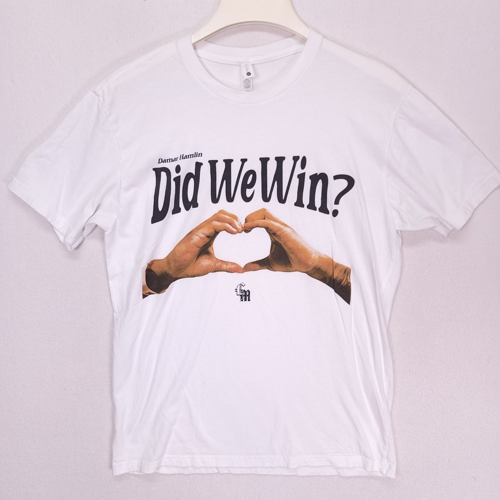 Damar Hamlin Did We Win? Graphic T-Shirt White Next Level Mens Large Bills